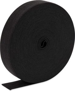 H&S Gummiband zum Nähen in Schwarz - 10m x 24mm Breit - Runde, Robuste Rolle Elastisches Band für Ihren Näh Bedarf als Falzgummi, Hosengummi oder