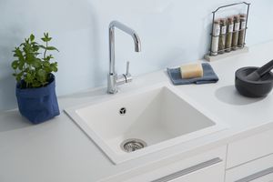 Respekta Küchenspüle Ohio Spülbecken Küchen-Spüle Waschbecken Variante B Weiß