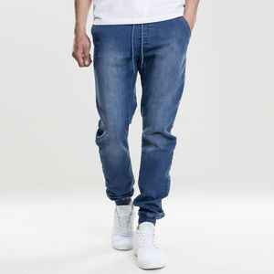 Urban Classics Pánske džínsové nohavice z úpletu TB1794 Blau Blue Washed XXL