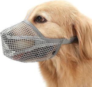 Mesh Hundemaulkorb,Maulkorb für Hunde,Atmungsaktiver Maulkorb für Hunde,Maulkorb für Hunde mit abgerundetem Mesh,Verstellbarer Atmungsaktiver Mesh Maulkorb（grau）