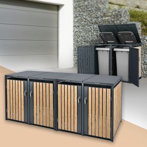 ML-Design Mülltonnenbox für 4 Tonnen 240L, 264x80x116,3 cm, Anthrazit, aus Stahl
