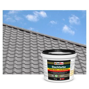Isolbau Dachfarbe Betongrau 12 kg Sockelfarbe Fassadenfarbe Dachbeschichtung RAL Farbe