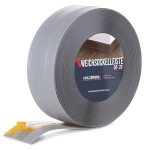 Weichsockelleiste selbstklebend PVC 50x20 mm  | fussbodenleiste Hellgrau, 10 m | HOLZBRINK