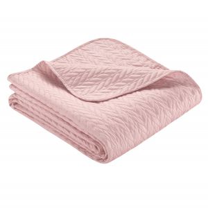 Ibena Tagesdecke Nancy 280x250 cm - Microfasergewebe rosa einfarbig, gemustert, hochwertig und leichte Decke, 100 % Polyester