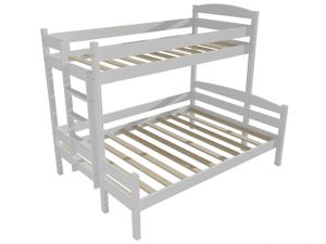 Patrová postel s rozšířeným spodním lůžkem PPS 001 (Rozměr: 90/140 x 200 cm, Umístění žebříku: vlevo, Barva dřeva: barva bílá)