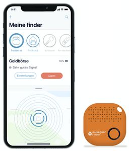musegear® Schlüsselfinder mit Bluetooth App aus Deutschland I Maximaler Datenschutz I orange 3er Pack I Schlüssel finden