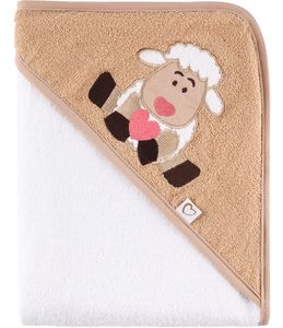 Kapuzenhandtuch Babyhandtuch aus Baumwolle 100cm x 100cm BE20-240-BBL, Farbe:Weiß - Schaf, Größe:100 cm x 100 cm