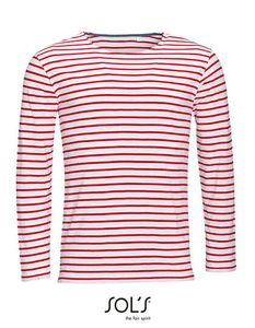 SOLS Pánske tričko s dlhým rukávom Pruhované 01402 Viacfarebné Biela/červená M