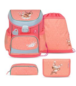 Belmil Schulranzen Set MINI FIT 2024 Cute Doe (Motiv: Reh Rehkitz) für Mädchen ab 1. Klasse Grundschule Einschulung