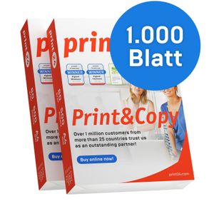 print24 Druckerpapier Kopierpapier 1000 Blatt 2 x 500 A4 80g Premium Weiß PEFC