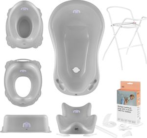 Babywanne, Sitz, Ständer, Schemel, Topf, Toilettensitz, Abfluss – Grau