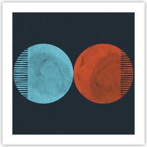 Poster - Poster ohne Rahmen - Abstraktion Blau Rot - 50x50 cm - Wand Bild - Wanddeko - Wandbilder - Kunstposter - Wandposter - Bilder - Kunstdruck - Wanddekoration - Wandbild - P2XAC50x50-4720