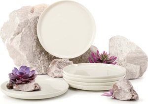 KONSIMO set 6 dezertních talířů na 6 osob "SORINA", krémový, porcelán, moderní, průměr 20 cm