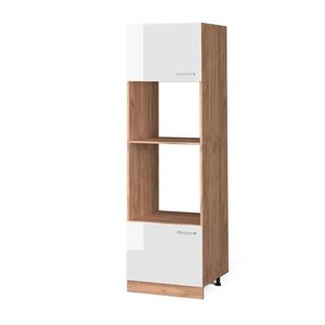 Vicco Mikrowellenschrank R-Line, 60 cm, Weiß Hochglanz/Goldkraft Eiche