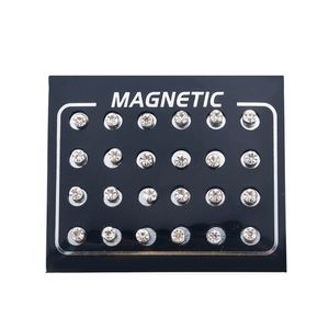 12 Paare/Set Uni-Strass-eingelegte magnetische Ohrstecker ohne Piercing-Schmuck-Weiß,6mm