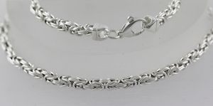 Herrenarmband Königskette 4mm Halskette Herrenkette quatratisch 3/4 massiv Sterling Silber 925   22
