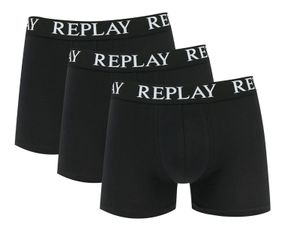 Replay - Boxer Basic Cuff Logo 3 Pack - Black Underwear Men