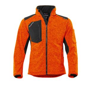 Qualitex Strick-Fleecejacke - wärmende (melange) Strickfleece-Übergangsjacke - Softshell & Cordura - in Farbe: orange/meliert - Herren: L - Damen: 44