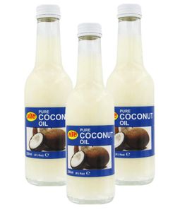 [ 3x 250ml ] KTC 100% Reines Kokosöl Flasche | Kokosnussöl | Pure Coconut Oil