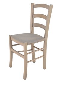 t m c s Tommychairs - Stuhl VENICE für Küche und Esszimmer, robuste Struktur aus lackiertem Buchenholz in Anilinfarbe Hellgrau und gepolsterte Sitzfläche mit STOFF in der Farbe Gämsebraun bezogen