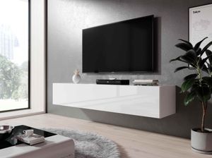 FURNIX TV Hängeboard ZIBO Lowboard TV-Schrank modern 160 cm breit  Weiß glänzend