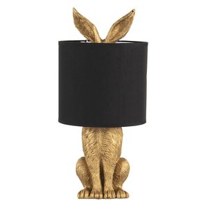 Stolná lampa Clayre & Eef Rabbit Ø 20x45 cm Zlatá farba Čierny plast