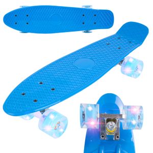 Malplay Mini Skateboard mit Leuchtende RGB LED-Räder | 22" Cruiser Board für Kinder und Jugendliche | Kinderskateboards | Gute Wahl für Anfänger | ab 6 Jahre | 56cm | Blau