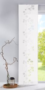 Moderner Flächenvorhang Schiebegardine aus hochwertigem Ausbrenner-Stoff mit Klettband, Weiß Leaf, 1 Stück 245x60 (HxB), 856100