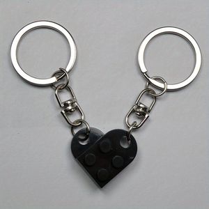2-teiliges Set Liebes-Herz-Ziegel-Schlüsselanhänger für Paare, Freundschaft, Herz-Schlüsselanhänger, Schmuck, Geschenk
