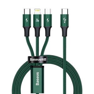 Baseus Rapid 3in1 USB Typ C - USB Typ C / Lightning / Micro USB Kabel 20 W 1,5 m grün (CAMLT-SC06)