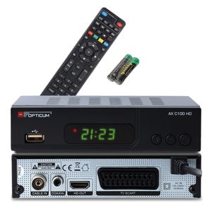 RED OPTICUM AX C 100 HD ohne Aufnahmefunktion schwarz  HD Kabelreceiver EPG - HDMI - USB - SCART - Coaxial Audio I Receiver für Kabelfernsehen I DVB-C Receiver