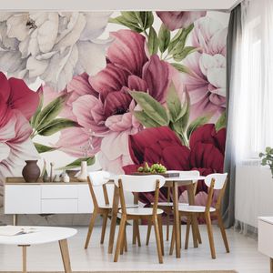 Muralo XXL netkaná tapeta jemné růžové pivoňky FLOWERS (š) 360 cm x (v) 240 cm tapeta obývací pokoj ložnice 5202