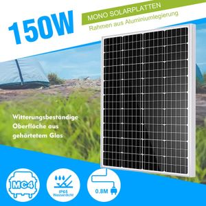 150W solárny panel fotovoltaický nabíjací panel monokryštalický solárny modul pre domácnosť, balkónovú elektráreň, záhradu, obytný automobil