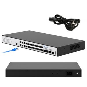 Extralink Netzwerk Switch Gigabit Managed Switch  24 Ports 4x SFP+ Gigabit Lan 1000mbps Rackmontage und Schrankmontage