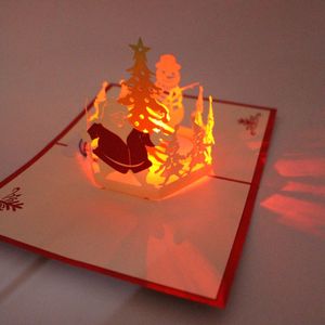 Weihnachts-3D-Pop-Up-Grußkarten LED-Licht Musikkarte mit Umschlag Postkarten für Weihnachtsgeschenkdekoration，Weihnachtsmann