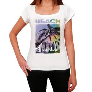 Damen Grafik T-Shirt Strandpalme Brighton – Brighton Beach Palm – Öko-Verantwortlich Vintage Jahrgang Kurzarm Lustige Druck Geburtstag Geschenk Frau