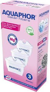 AQUAPHOR MAXPHOR+ MG Filterkartusche Trinkwasserfilter 3er Pack mit AQUALEN und Magnesium + für Tischwasserfilter