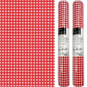 3-IN-1 ROLL Tischläufer und Tischsets Airlaid – Vichy Rot/Weiß kariert – 40 x 480 cm – 2 Stück