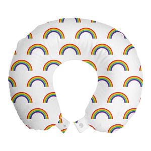 ABAKUHAUS Regenbogen Reisekissen Nackenstütze, Regenbogen Homosexuell Pride, Schaumstoff Reiseartikel für Flugzeug und Auto, 30x30 cm, Mehrfarbig