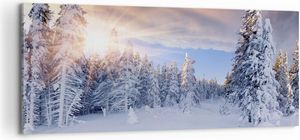 Bild auf Leinwand - Leinwandbild - Abenteuer alpen winter schnee - 100x40cm - Wand Bild - Wanddeko - Leinwanddruck - Bilder - Kunstdruck - Wanddekoration - Leinwand bilder - Wandkunst - AB100x40-2433