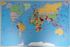 Schreibtischunterlage Weltkarte, Landkarte, Erde 40 x 60 cm abwischbar