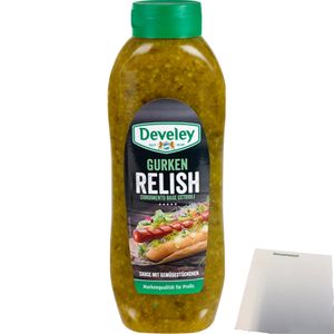 Develey Gurken Relish vegan 1er Pack (1x875ml Flasche) + usy Block