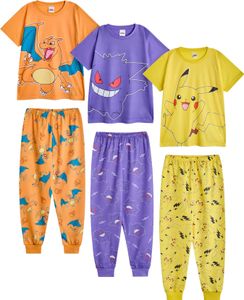 Pokemon - Schlafanzug mit langer Hose für Jungen(3er-Pack) kurzärmlig NS8715 (158-164) (Bunt)