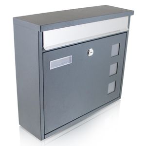 Bituxx Design Wandbriefkasten Grau MS-16057