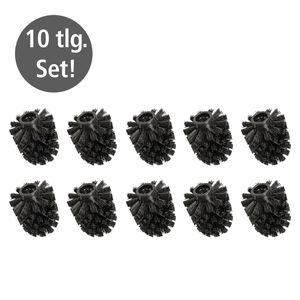 WENKO 10er Set Ersatzbürstenkopf für Toilettenbürsten, schwarz,  Ø 8 cm | zum einfachen Auswechseln