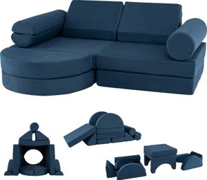 COSTWAY 13-teiliges modulares Spielsofa, vielseitiges Sofa-Set aus Schaumstoffblöcken umwandelbares Schaumstoffsofa blau