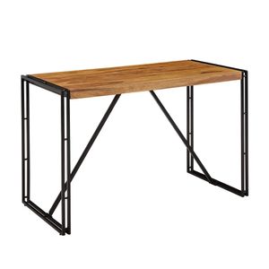 FineBuy Schreibtisch 120x60x77 cm Sheesham Massivholz PC Tisch | Design Computertisch Metall Holz | Arbeitstisch Bürotisch Industrial | Holztisch Massiv