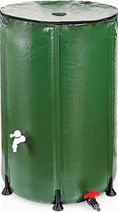 RENATA Faltbare grüne Regentonne aus UV-stabilem PVC, 500 Liter Volumen, inkl. Filter & Schlauchschnelladapter, Tonne, Regentonne, Mehrzweckfass, Kunststoffbehälter, Wassertank