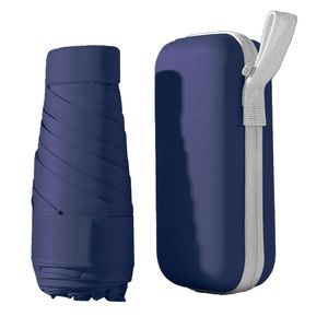 Regenschirm, Mini Regenschirm, Taschenschirme, Kompakter Regenschirm Mini Faltbarer Reise Regenschirm Klein Mit Etui, Uv-Regenschirm (Dunkelblau)