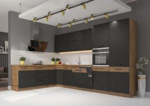 Eckküche VIGO Matera Grau Lancelot 210x350 Küchenzeile Küchenblock Einbauküche